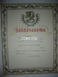 Yliarkkitehti Stenfors Vaasa 26.10.1936 -sähkösanoma