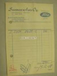 Suomen Auto Oy Helsinki 1958 -kuitti