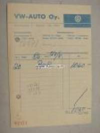 VW-Auto Oy Helsinki 195? -kuitti