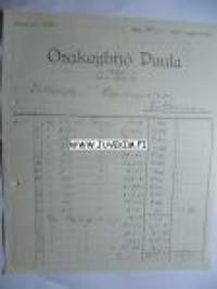 Osakeyhtiö Puula Otava 30.8.1922 -asiakirja