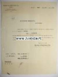 Nevala & Karttunen Oy Kuopio 16.9.1923 -asiakirja