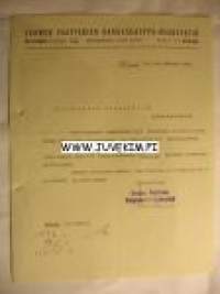 Suomen Vaatturien Kangaskauppa - Osakeyhtiö Helsinki 19.08.1925 -asiakirja