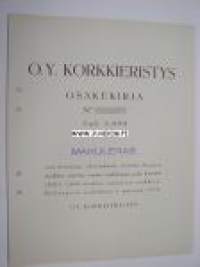Oy Korkkieristys -osakekirja