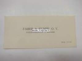 Faber & Kumpp. O.Y., Helsinki -käyntikortti