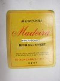 Alko Madeira Monopol Rich Old Sweet -viinaetiketti 1930-luvulta