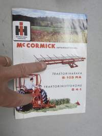 McCormick International traktoriharava S-103 RA / traktoriniittokone S 4-1 -myyntiesite