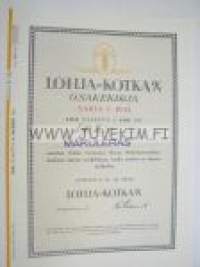 Lohja-Kotka Oy, Lohja 1942 100 mk -osakekirja