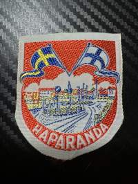 Haparanda -kangasmerkki / matkailumerkki / hihamerkki / badge -pohjaväri valkoinen