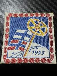 1955 -kangasmerkki / matkailumerkki / hihamerkki / badge -pohjaväri valkoinen