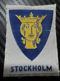 Stockholm -kangasmerkki / matkailumerkki / hihamerkki / badge -pohjaväri valkoinen