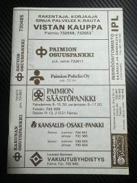 Paimion puhelin oy / Puhelinluettelo 1984