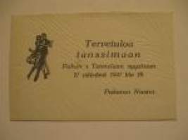 Tervetuloa tanssimaan Pukaran Toimelaan 27.9.1947 Pukaran nuoret