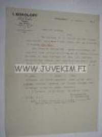 I. Sokoloff Helsinki 3.10.1924 -asiakirja