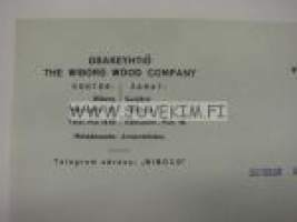 OY The Wiborg Wood Company kirje Suomen Sahanterä Oy:lle 21.12.1922 