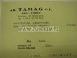 Tamag Oy Ab,Turku  Åbo. Dokument 22.7.1925