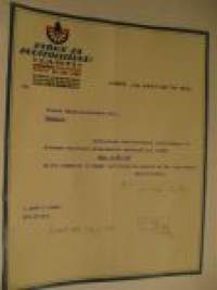 Pyörä- ja puuteollisuus Lahti, Lahti 23.10 1926 asiakirja