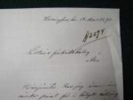 Helsingfors (Helsinki) 14.3.1890 -dokument, asiakirja