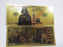Star Wars - Tähtien sota - 100 USD - One Hundred US Dollars - Gold foil novelty note -keräilyseteli 24 K kullattu seteli, leikkirahaa
