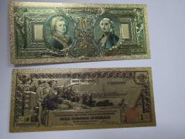 One Silver Dollar - United States - Gold foil novelty note -keräilyseteli 24 K kullattu seteli, leikkirahaa