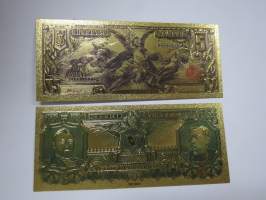 Five (5) Silver Dollars - United States - Gold foil novelty note -keräilyseteli 24 K kullattu seteli, leikkirahaa