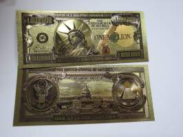 One Million Dollars - United States - Gold foil novelty note -keräilyseteli 24 K kullattu seteli, leikkirahaa