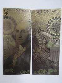 One (1) Dollar - United States - George Washington - Gold foil novelty note -keräilyseteli 24 K kullattu seteli, leikkirahaa