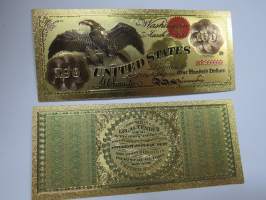 One Hundred (100) Silver Dollars - United States - Gold foil novelty note -keräilyseteli 24 K kullattu seteli, leikkirahaa