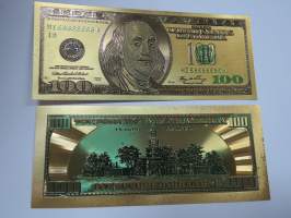 One Hundred (100) Dollars - United States - Gold foil novelty note -keräilyseteli 24 K kullattu seteli, leikkirahaa