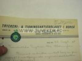 Tryckeri- & Tidningsaktiebolaget i Borgå (Porvoo) 25.9.1914 -asiakirja