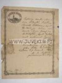 Entinen renki Moision säteriltä Kustaa Henrik Lehtonen, synt. 8.3.1836... -virkatodistus