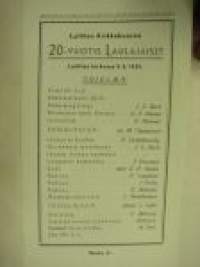 Laitilan Kirkkokuoron 20-vuotis Laulajaiset Laitilan kirkossa 9.4.1939 -ohjelma