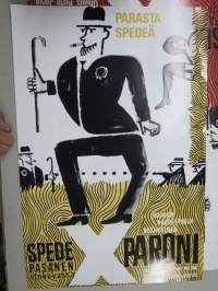 X-Paroni - X-Baronen - Spede Pasanen, ohjaus Risto Jarva -elokuvajuliste, keltasävyinen