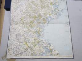 Laatokka länsipuoli 1913 kartta, mm. Kurkijoki & Käkisalmi ym. paikkoja ja paikkakuntia, pohjustettu
