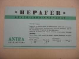 Hepafer lääkemainos / imupaperi