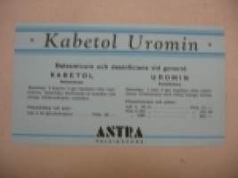 Kabetol Uromin lääkemainos / imupaperi