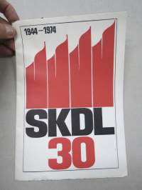 SKDL 1944-1974 julkilausuma 30-vuotisen toiminnan johdosta / tavoitteita
