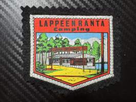 Lappeenranta camping -kangasmerkki / matkailumerkki / hihamerkki / badge -pohjaväri musta