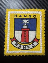 Hanko hangö -kangasmerkki / matkailumerkki / hihamerkki / badge -pohjaväri keltainen