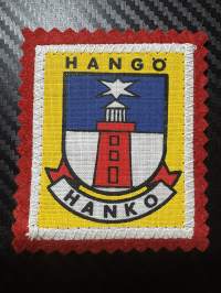 Hanko hangö -kangasmerkki / matkailumerkki / hihamerkki / badge -pohjaväri Punainen