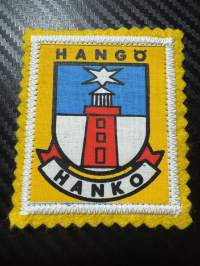 Hanko hangö -kangasmerkki / matkailumerkki / hihamerkki / badge -pohjaväri keltainen
