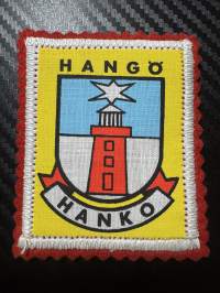 Hanko hangö -kangasmerkki / matkailumerkki / hihamerkki / badge -pohjaväri Punainen