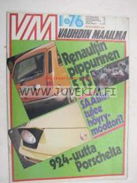 Vauhdin Maailma 1976 nr 1 -mm. Renault 5 TS, Porsche 924, Mikko Kozarowitsky, Suzuki GT 500 A, Giacomo Agostini