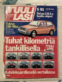 Tuulilasi 1981 nr 5, sisältää mm. seur. artikkelit / kuvat / mainokset; Kansikuva Tuhat kilometriä tankillisella, Honda Quintet - turha välimalli, U.S. GP