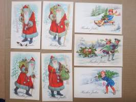 Joulukortti, joulukortit / joulukorttisarja / postikortit / postikorttisarja, käyttämättömät 7 kpl 1920-30 lukujen vaihteesta