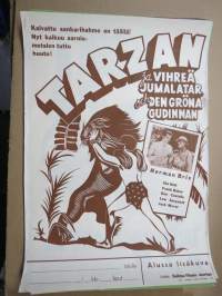 Tarzan ja Vihreä jumalatar - Den Grön gudinnan, pääosissa Herman Brix, Ula Holt, Frank Baker, vuodelta 1947 -elokuvajuliste / movie poster