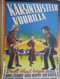 Kaksintaistelu vuorilla / Duell bland bergen, pääosissa James Stewart, Audie Murphy, Dan Duryea, Dianne Foster -elokuvajuliste / movie poster