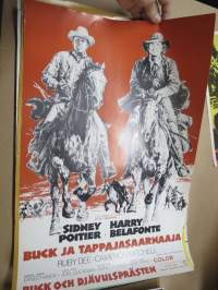 Buck ja tappajasaarnaaja, pääosissa Sidney Poitier, Harry Belafonte, Ruby Dee -elokuvajuliste / movie poster