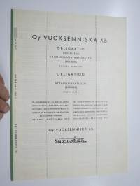 Oy Vuoksenniska Ab obligaatio 800 000 mk, 1957 -obligaatio, rasteroitu mitättömäksi