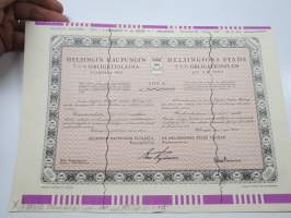 Helsingin kaupunki obligatiolaina 500 000 mk 7,5 % vuosi 1952 Litt. A -obligaatio, yliviivattu mitättömäksi