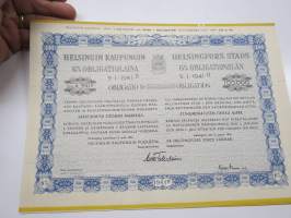 Helsingin kaupunki obligatiolaina 100 000 mk 6 % vuosi 1941 II Litt. A -obligaatio, rasteroitu mitättömäksi